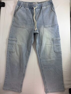 Maurices Light Blue Relaxed Drawstring Cargo Jeans